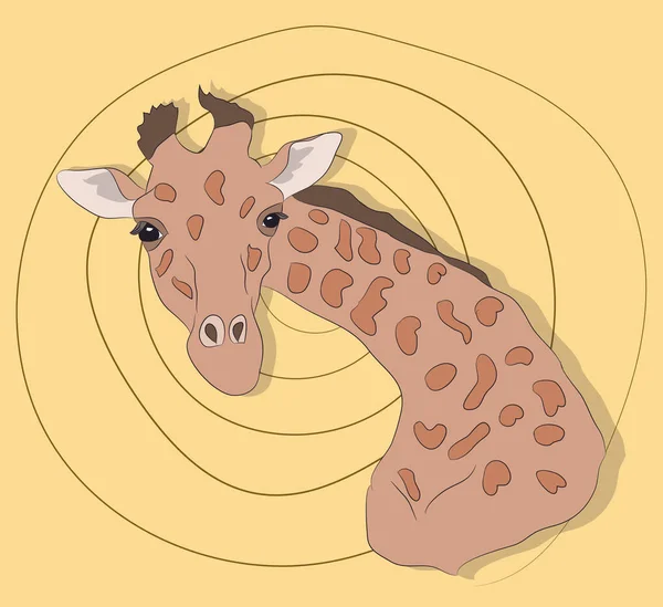 Portrait Une Girafe Sur Fond Coloré Vecteur — Image vectorielle