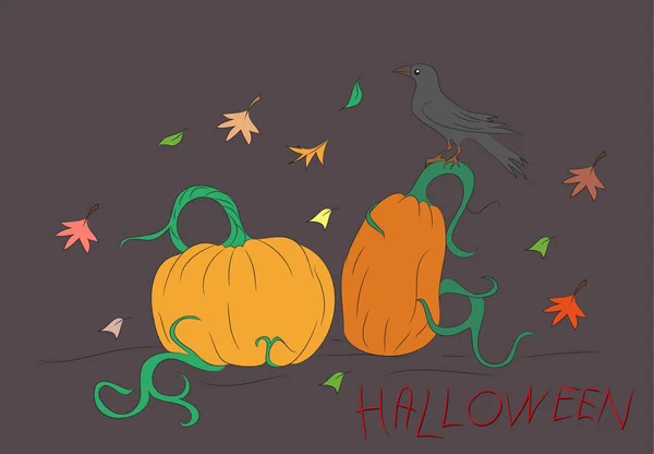 Halloween Zucca Disegno Colore Vettore Colore Sfondo — Vettoriale Stock