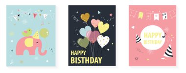 Selamlar iyi ki doğdun ile birkaç parlak posterler vektör