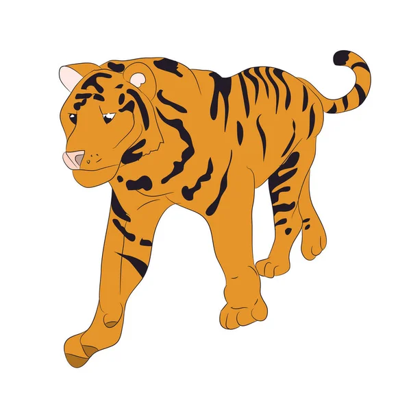 Ilustración Vectorial Tigre Que Encuentra Dibujo Vector Fondo Blanco — Vector de stock