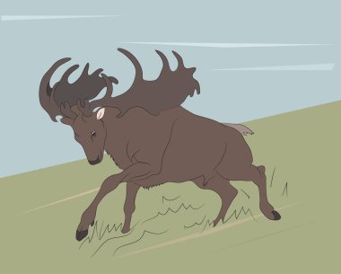 dağlarda, çalışan güçlü bir geyik vektör