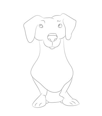 Oturur, çizgiler vektör, beyaz arka plan çizim bir dachshund vektör çizim