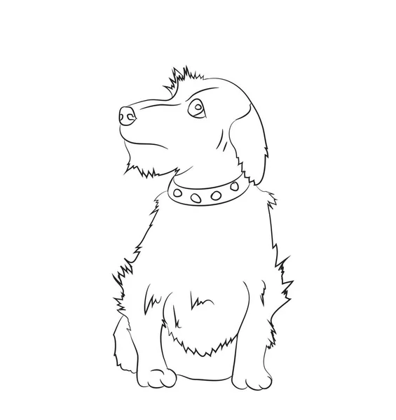 Сидячая собака, линии, вектор — стоковый вектор