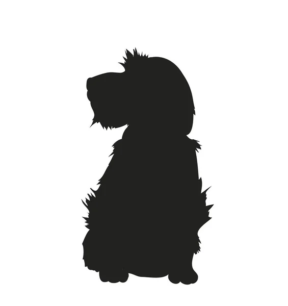 Dog sitting, silhouette, vector — Stock Vector