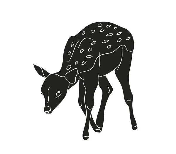 Vektor illustration baby deer, siluett, vektor — Stock vektor