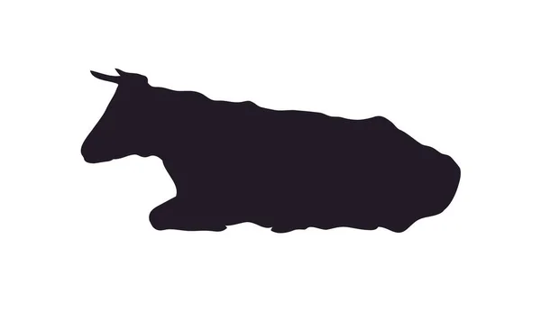 Ilustración vectorial de una vaca que yace, silueta de dibujo — Archivo Imágenes Vectoriales