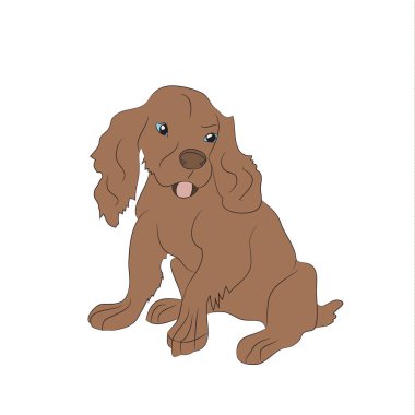 köpek oturma, çizgiler, vektör