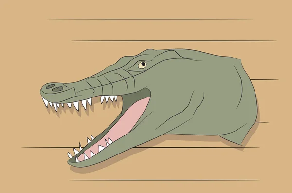 Ilustração vetorial de um retrato de crocodilo, desenho a cores — Vetor de Stock