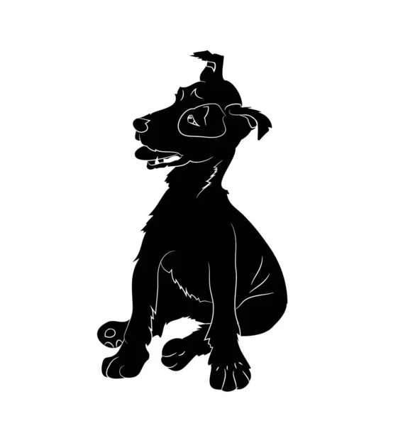 Perro sentado, silueta, vector — Vector de stock