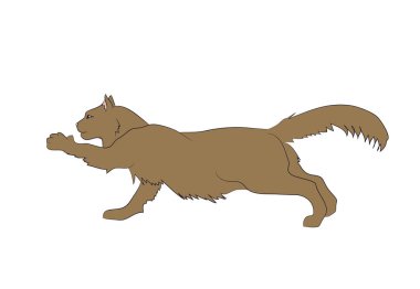 bir pençe lapsing bir kedi vektör illüstrasyon, renk çizim
