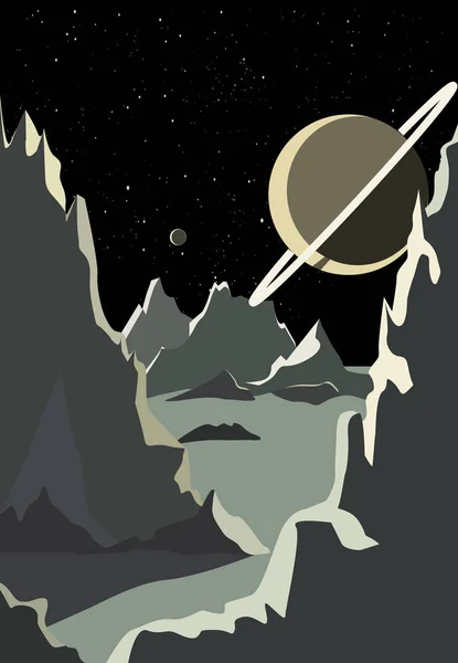 uzay, gezegen retro çizim görünümü