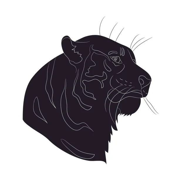 Vector ilustración retrato tigre dibujo silueta, vector — Vector de stock