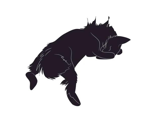 Ilustración vectorial de un gato, que se encuentra silueta de riesgo — Archivo Imágenes Vectoriales