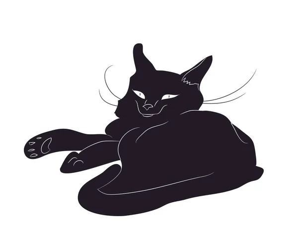 Ilustración vectorial de un gato, que se encuentra silueta de riesgo — Archivo Imágenes Vectoriales