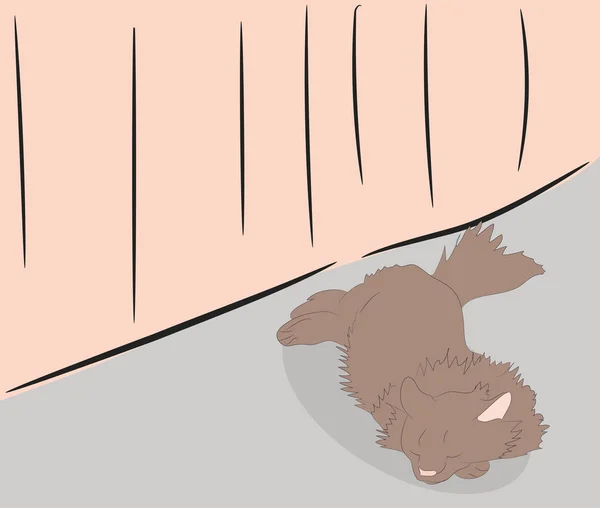 Ilustração vetorial de um gato que dorme em uma sala —  Vetores de Stock