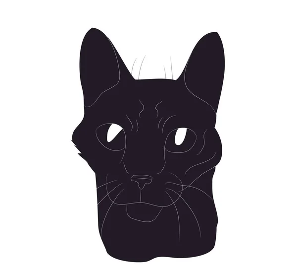 Ilustración vectorial de retrato de gato, silueta de dibujo, vector , — Vector de stock