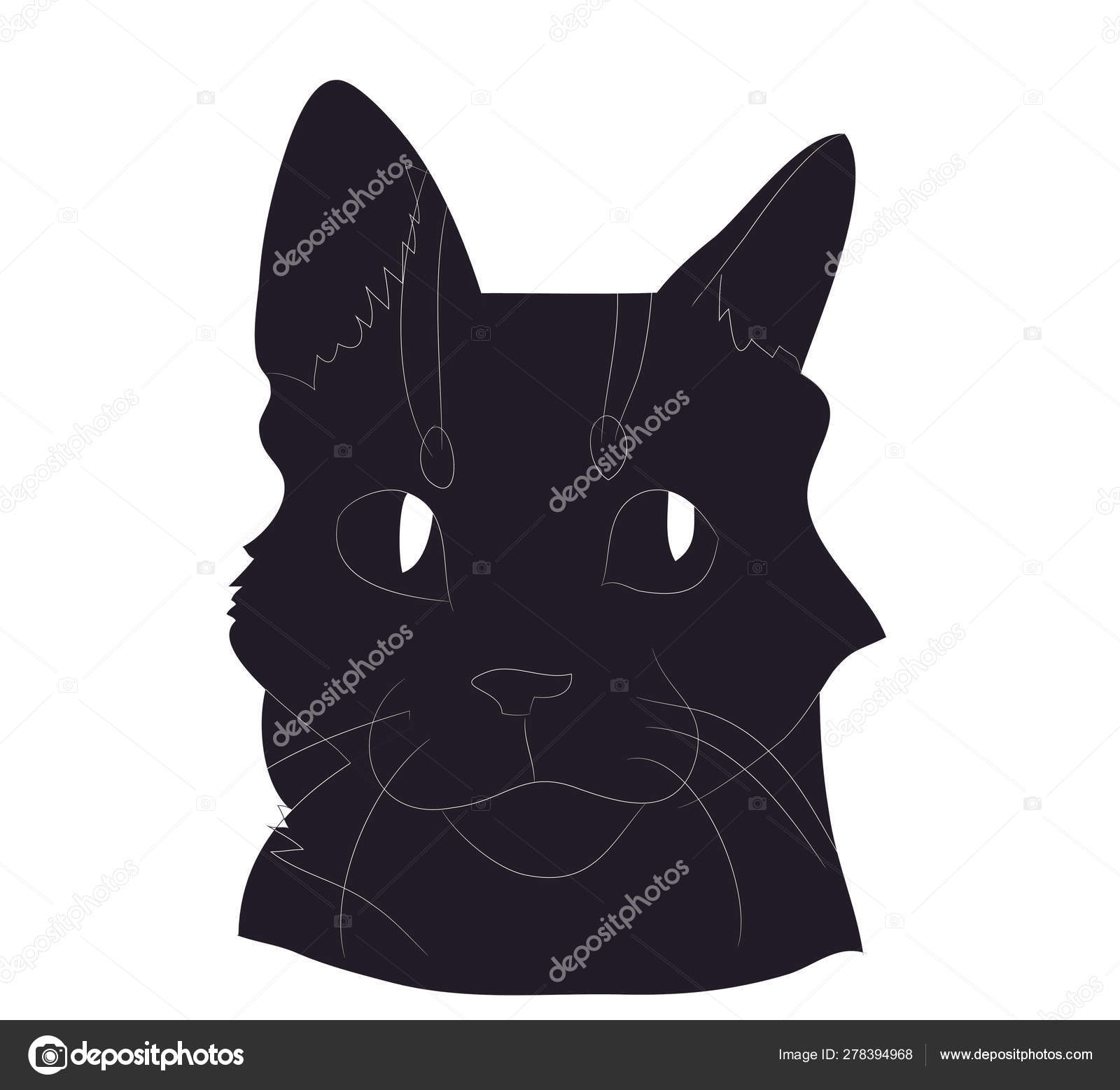 Illustration Vectorielle Du Portrait De Chat Dessin Silhouette Vecteur Image Vectorielle Par A Nestr C Illustration