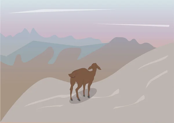 Vektorová ilustrace kozy, která se nachází v přírodě — Stockový vektor