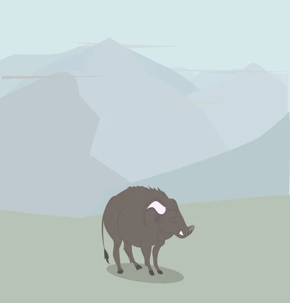 Vector illustratie van een everzwijn dat in de natuur staat — Stockvector