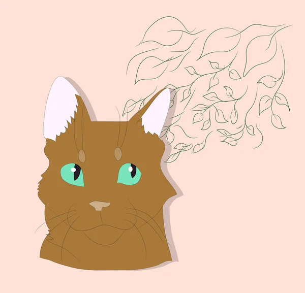 Vektor-Illustration eines Porträts einer Katze auf farbigem Hintergrund — Stockvektor
