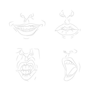 dudak lar çizgi çiziminin anahat vektör illüstrasyon