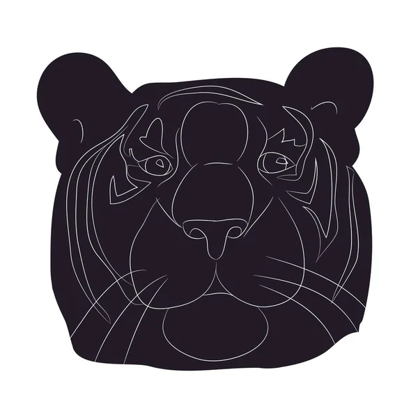 Vector illustration portrait tiger drawing silhouette, vector — Stock Vector