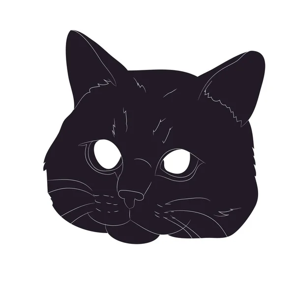 Illustration vectorielle du portrait de chat, dessin silhouette, vecteur , — Image vectorielle