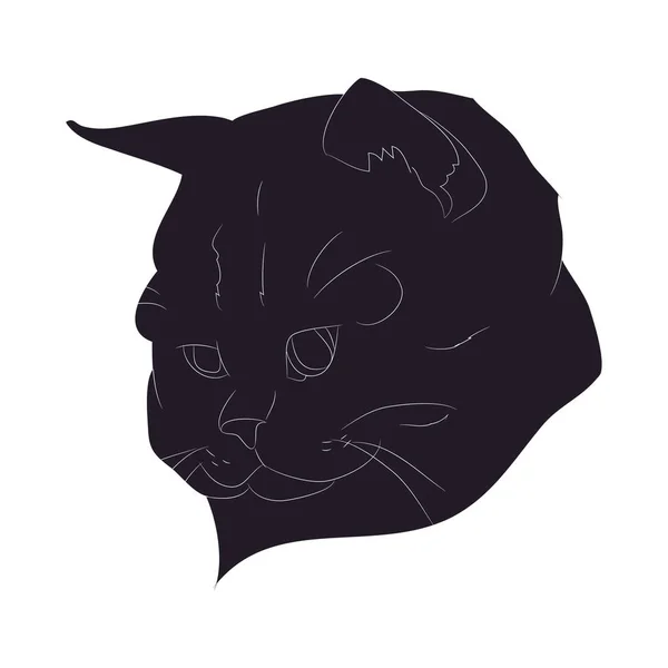 Illustration vectorielle du portrait de chat, dessin silhouette, vecteur , — Image vectorielle