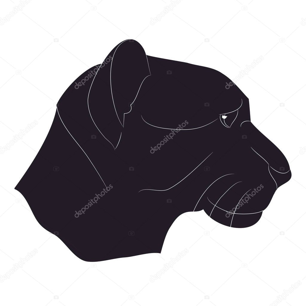 vector illustration of a lioness portrait, silhouette drawing