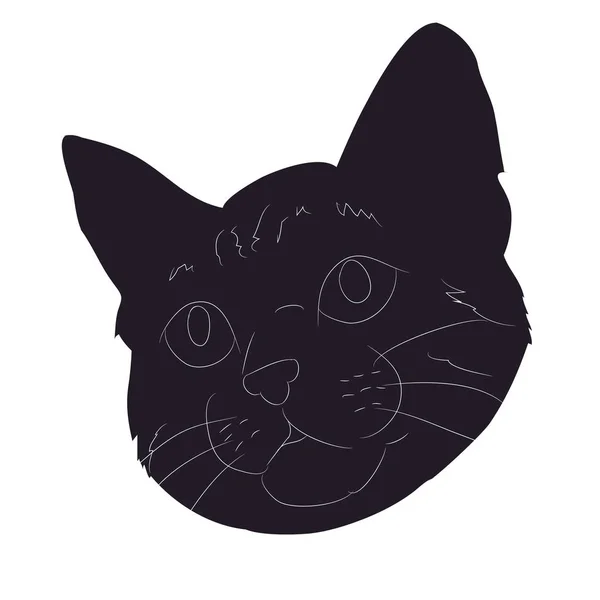Ilustración vectorial de retrato de gato, silueta de dibujo, vector , — Vector de stock