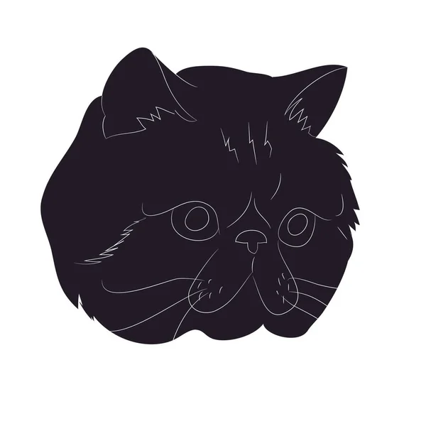 Ilustración vectorial de retrato de gato, silueta de dibujo, vector , — Vector de stock