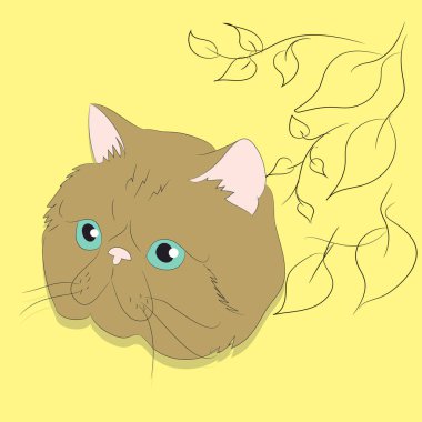 renkli bir backgrou üzerinde bir kedi portresi vektör illüstrasyon