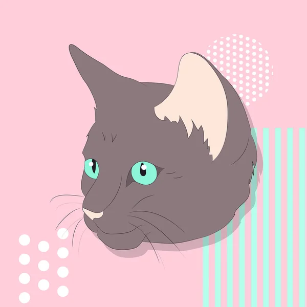 Ilustración vectorial de un retrato de un gato sobre un fondo de color Gráficos vectoriales