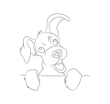 Köpek portresi çizgiler, vektör, beyaz arkaplan