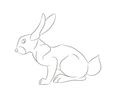 Oturmakta olan bir tavşanın vektör çizimi, vektör, beyaz arkaplan