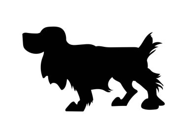 Bir köpeğin ayakta duruşu, çizimi, silueti, vektörü, beyaz arkaplan