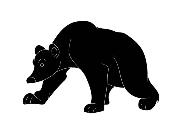 Vector Illustration Bear Standing Drawing Silhouette Vector White Background — Stock Vector