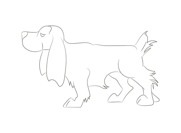 Vector Illustration Dog Standing Line Drawing Vector White Background — Stock Vector