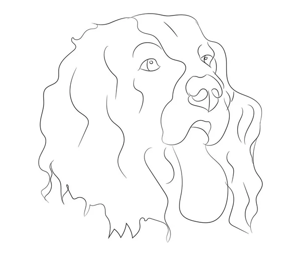 Perro Retrato Vector Ilustración Dibujo Línea Vector Fondo Blanco — Archivo Imágenes Vectoriales