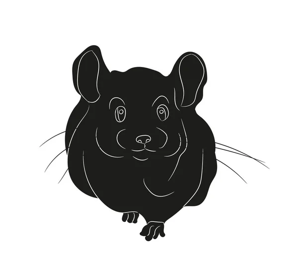 Ratón Vector Ilustración Silueta Dibujo Vector Fondo Blanco — Archivo Imágenes Vectoriales