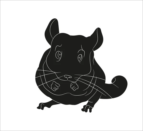 Illustrazione Vettoriale Del Mouse Disegno Silhouette Vettore Sfondo Bianco — Vettoriale Stock