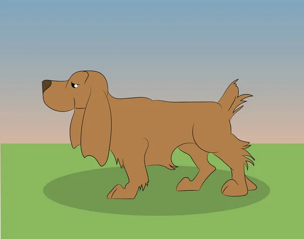 Διανυσματική Απεικόνιση Σκύλος Στέκεται Στη Φύση Χρώμα Διάνυσμα Υπαίθριο — Διανυσματικό Αρχείο