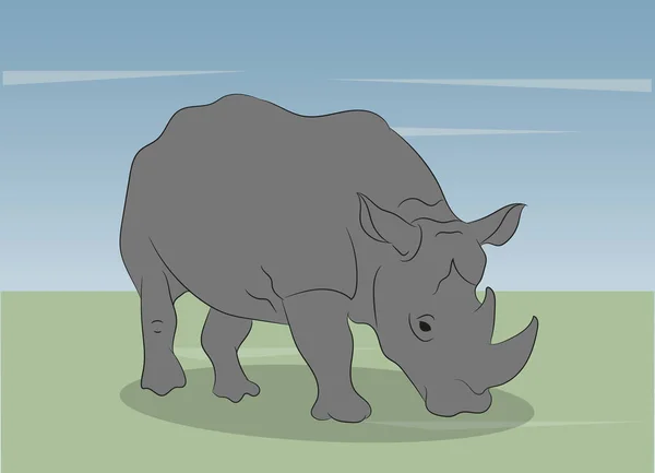 Illustration Vectorielle Rhinocéros Dans Nature Vecteur — Image vectorielle