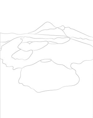 manzara dağları, çizgiler, vektör, beyaz arkaplan