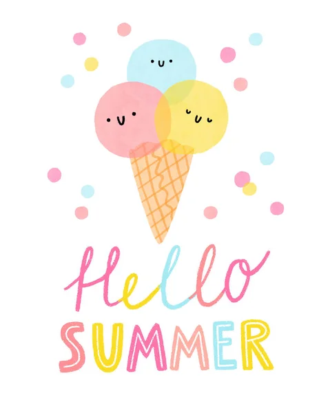 Olá Cartão Sorvete Verão — Fotografia de Stock