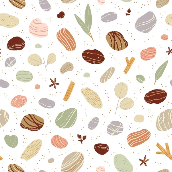 Geology Pebbles Seamless Pattern Various Stones — Stock Photo, Image