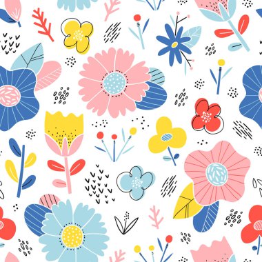 Soyut mutlu çiçek seamless modeli