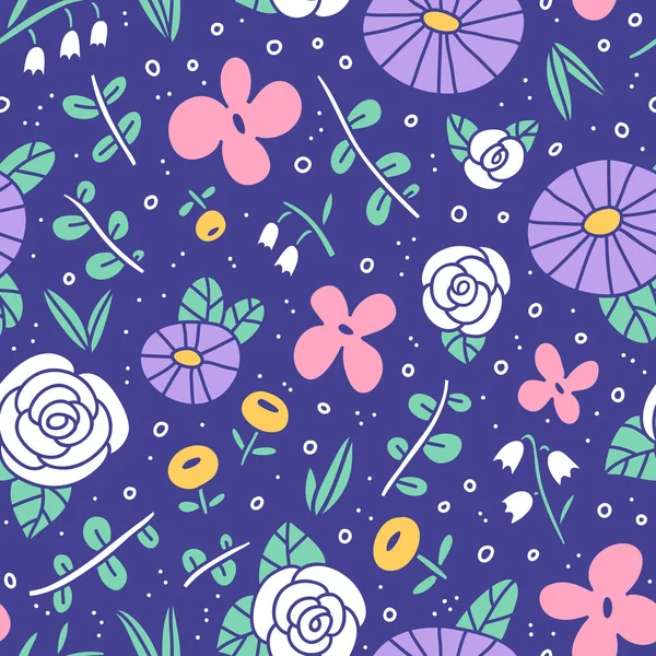 Красиве Квіткове Поле Безшовний Візерунок — стоковий вектор