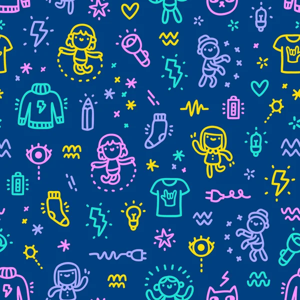 Electric Characters Seamless Pattern — Stock Vector