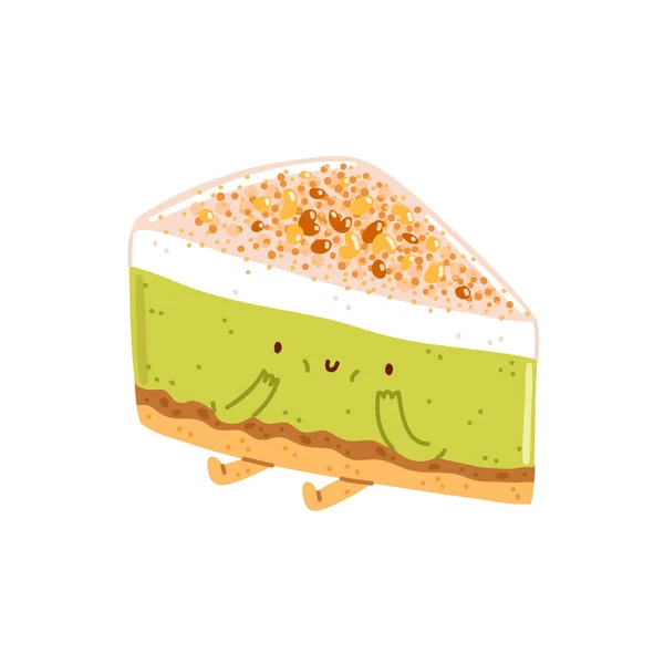 Carácter Vector Pastel Queso Pistacho — Vector de stock